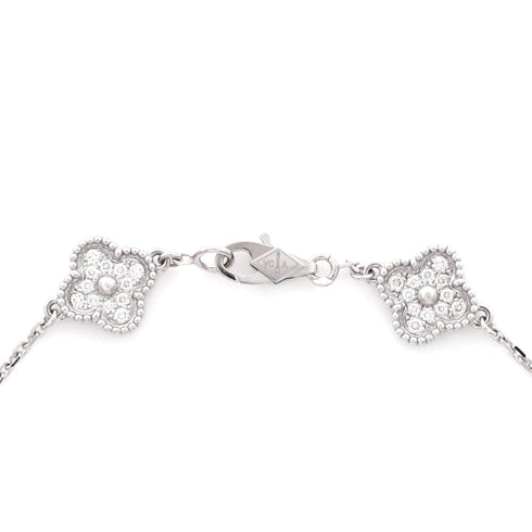 Sweet Alhambra 6 Motifs Bracelet 18K White Gold and Diamonds