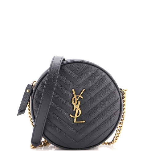 Vinyle Round Camera Bag Matelasse Chevron Leather