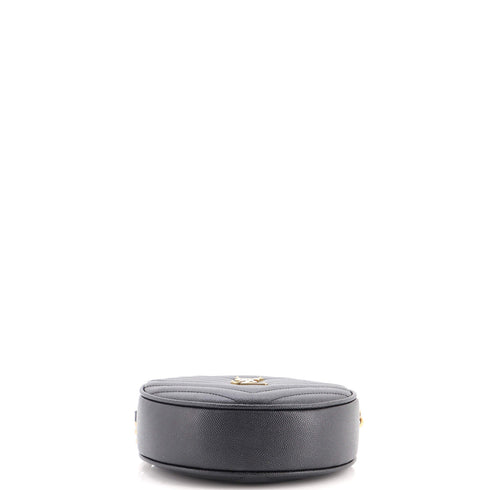Vinyle Round Camera Bag Matelasse Chevron Leather