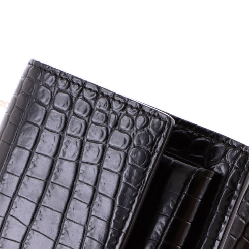 Sunset Chain Wallet Crocodile Embossed Leather