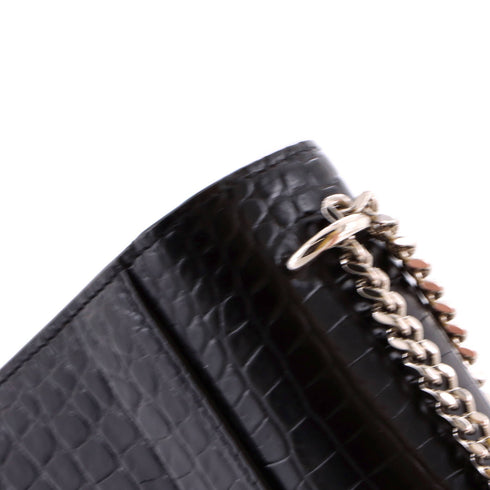 Sunset Chain Wallet Crocodile Embossed Leather
