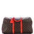 Keepall Bandouliere Bag Monogram Canvas with Coquelicot Leather Trim 50