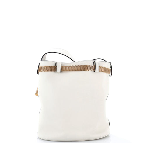Buckle Belted Bucket Bag Leather with Metal