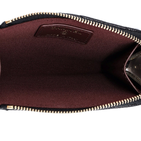 Zip Around Card Holder Quilted Caviar