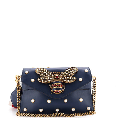Broadway Pearly Bee Shoulder Bag Embellished Leather Mini