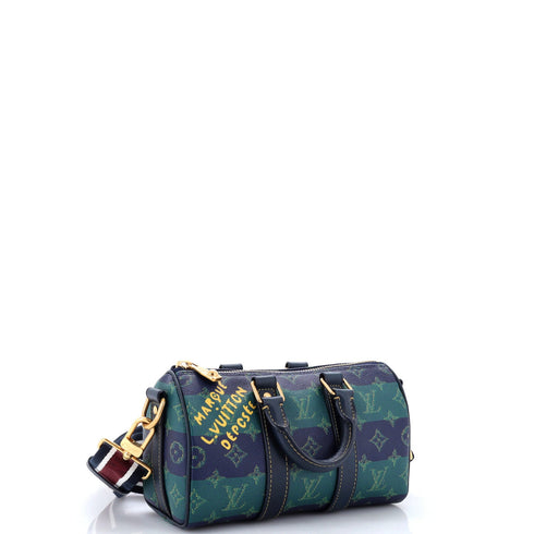 Keepall Bandouliere Bag Limited Edition Marque Deposee Stripes Monogram Heritage Canvas 25
