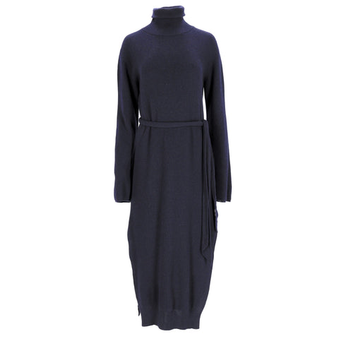 Women's Nanushka Canaan Ribbed-Knit Midi Dress in Navy Wool
