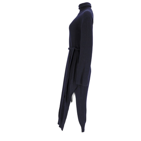 Women's Nanushka Canaan Ribbed-Knit Midi Dress in Navy Wool