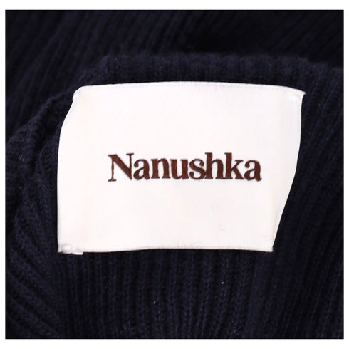 Women's Nanushka Canaan Ribbed-Knit Midi Dress in Navy Wool