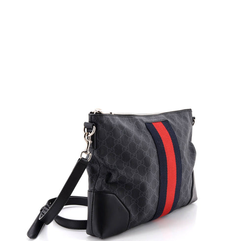 Web Zip Flat Messenger GG Coated Canvas Medium