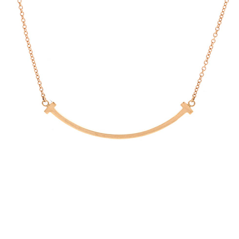 T Smile Pendant Necklace 18K Rose Gold Small