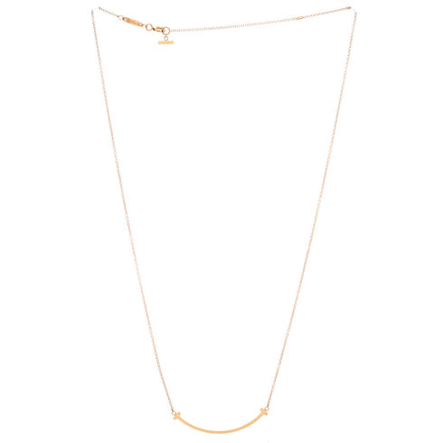 T Smile Pendant Necklace 18K Rose Gold Small