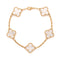 Vintage Alhambra 5 Motifs Bracelet 18K Yellow Gold and Mother of Pearl