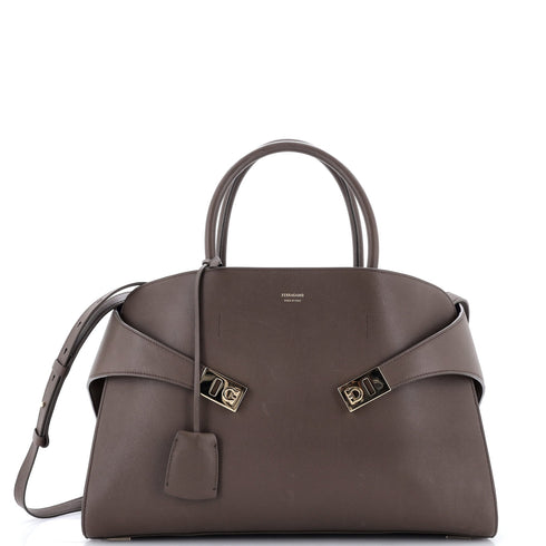Hug Top Handle Bag Leather Large