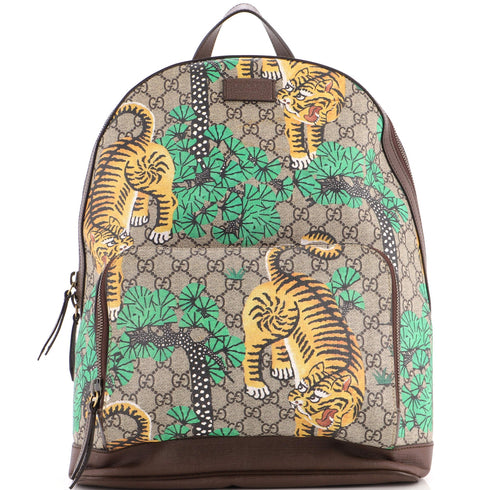 Zip Pocket Backpack Bengal Print GG Coated Canvas Medium