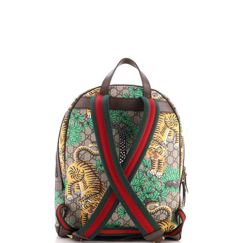 Zip Pocket Backpack Bengal Print GG Coated Canvas Medium