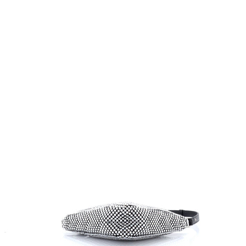 Triangle Top Handle Pouch Bag Crystal Embellished Satin Mini