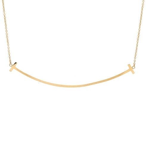T Smile Pendant Necklace 18K Yellow Gold Large