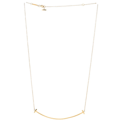 T Smile Pendant Necklace 18K Yellow Gold Large