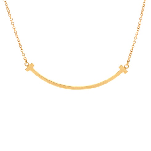 T Smile Pendant Necklace 18K Rose Gold Small