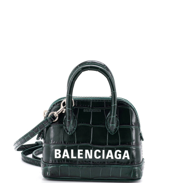 Logo Ville Bag Crocodile Embossed Leather Mini