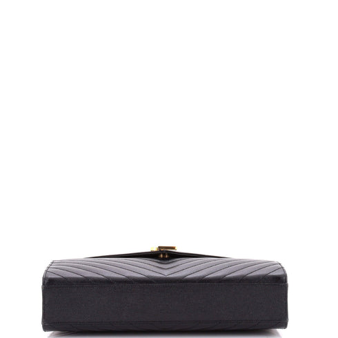 Classic Monogram Envelope Satchel Matelasse Chevron Leather Large