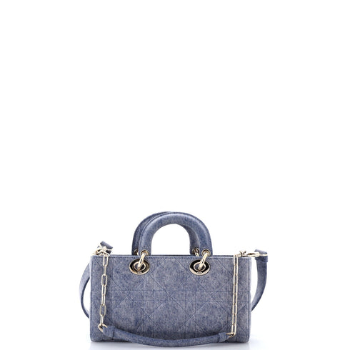 Lady D-Joy Bag Macrocannage Quilt Denim Medium