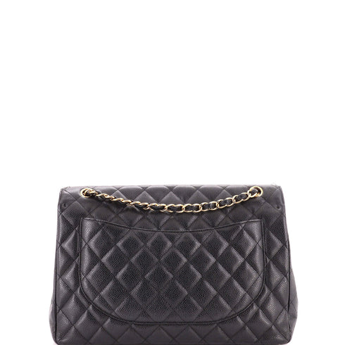 Classic Single Flap Bag Quilted Caviar Maxi
