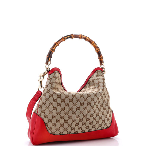 Diana Bamboo Shoulder Bag GG Canvas Medium