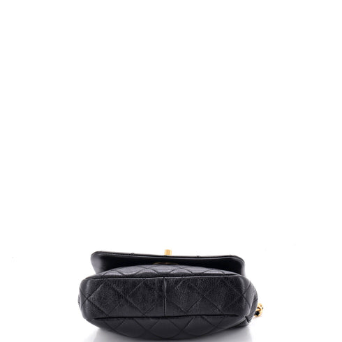 CC Pearl Section Chain Flap Bag Quilted Calfskin Mini