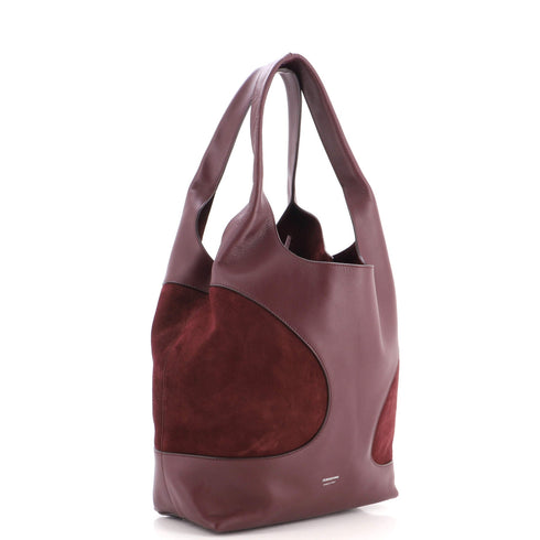 Cut-Out Detailing Hobo Leather with Suede Large