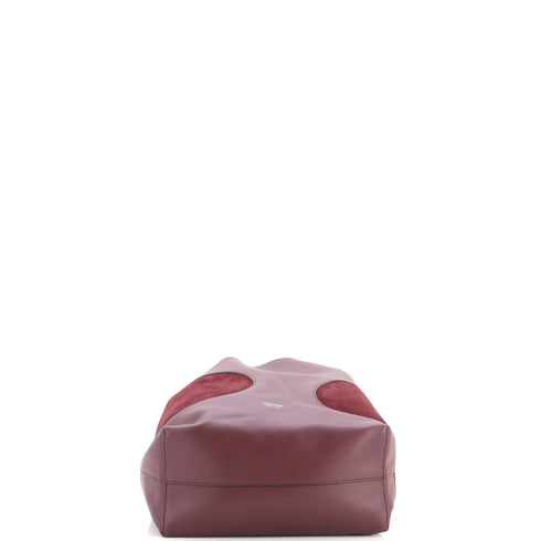 Cut-Out Detailing Hobo Leather with Suede Large