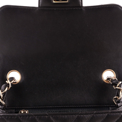 Square Classic Single Flap Bag Chevron Lambskin Mini