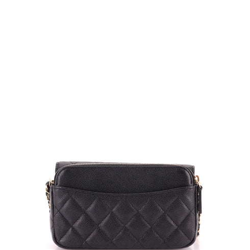 CC Flap Phone Holder with Chain Quilted Caviar