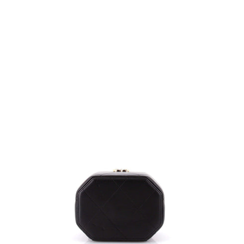 Octagon Top Handle Vanity Case Quilted Lambskin Small