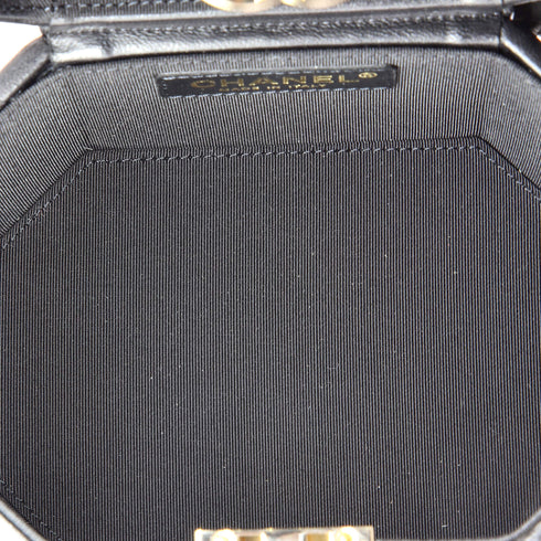Octagon Top Handle Vanity Case Quilted Lambskin Small
