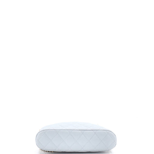 CC Dome Zip Clutch with Chain Quilted Caviar Small