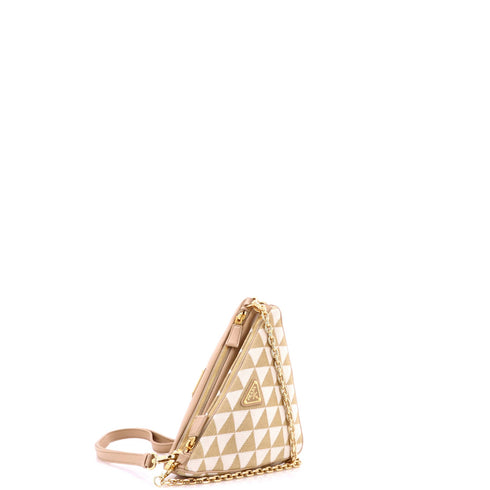 Double Symbole Triangle Bag Leather and Jacquard Mini