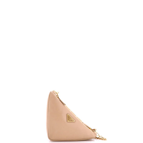 Double Symbole Triangle Bag Leather and Jacquard Mini