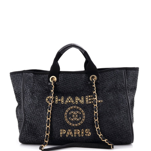 Deauville Tote Straw with Chain Detail Medium