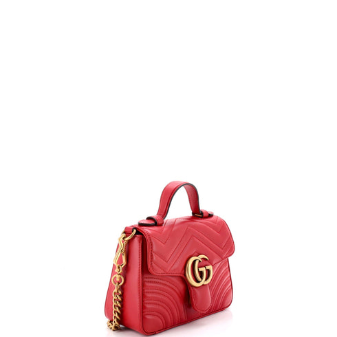 GG Marmont Top Handle Flap Bag Matelasse Leather Mini
