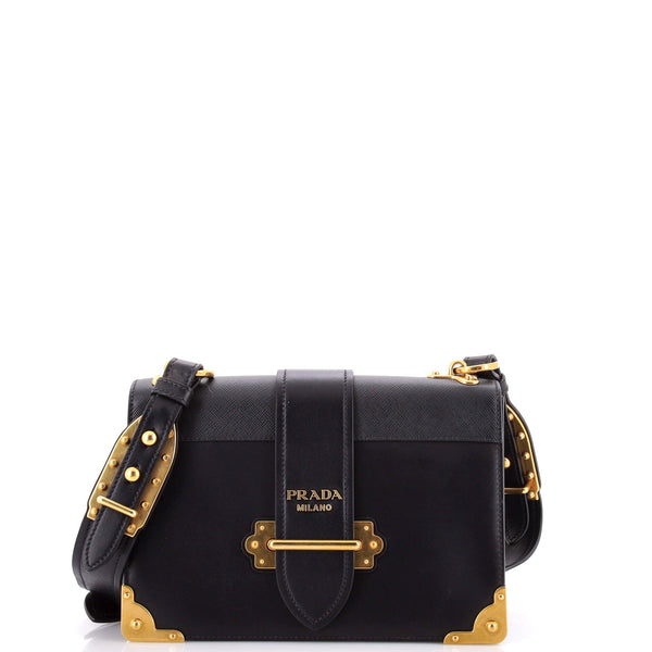 Cahier Crossbody Bag Leather and Saffiano Leather Large