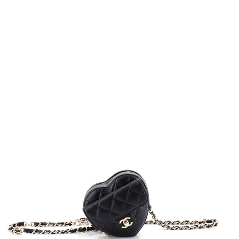CC in Love Heart Belt Bag Quilted Lambskin