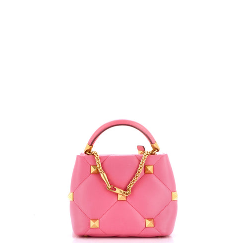 Roman Stud Top Handle Bag Quilted Leather Small