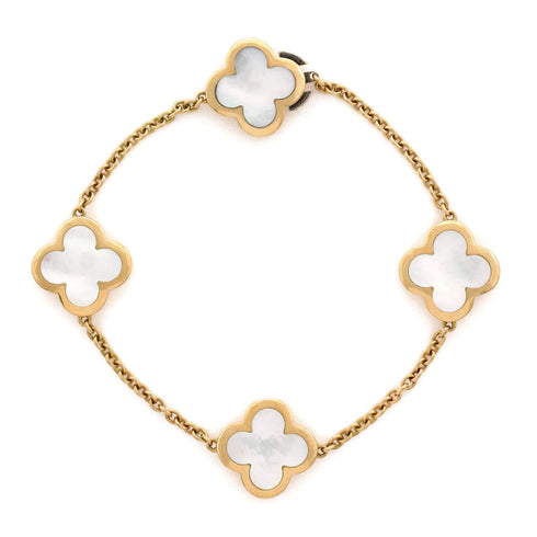 Pure Alhambra 4 Motifs Bracelet 18K Yellow Gold with Mother of Pearl