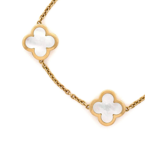 Pure Alhambra 4 Motifs Bracelet 18K Yellow Gold with Mother of Pearl