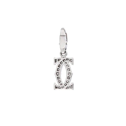 Double C Charm Pendant Pendant & Charms 18K White Gold with Diamonds