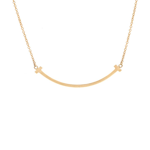 T Smile Pendant Necklace 18K Yellow Gold Small