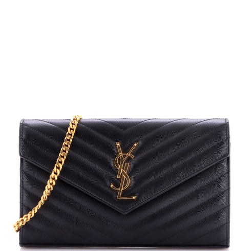 Classic Monogram Wallet on Chain Matelasse Chevron Leather Medium