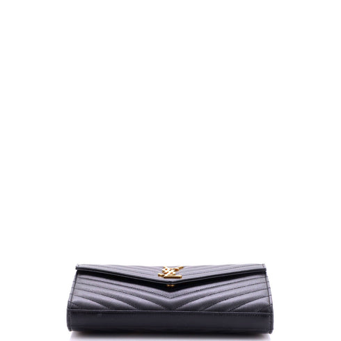 Classic Monogram Wallet on Chain Matelasse Chevron Leather Medium